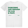 Exercising Just Enough - Freches Gym Statement - Premium Bio Unisex (Rückendruck) T-Shirt