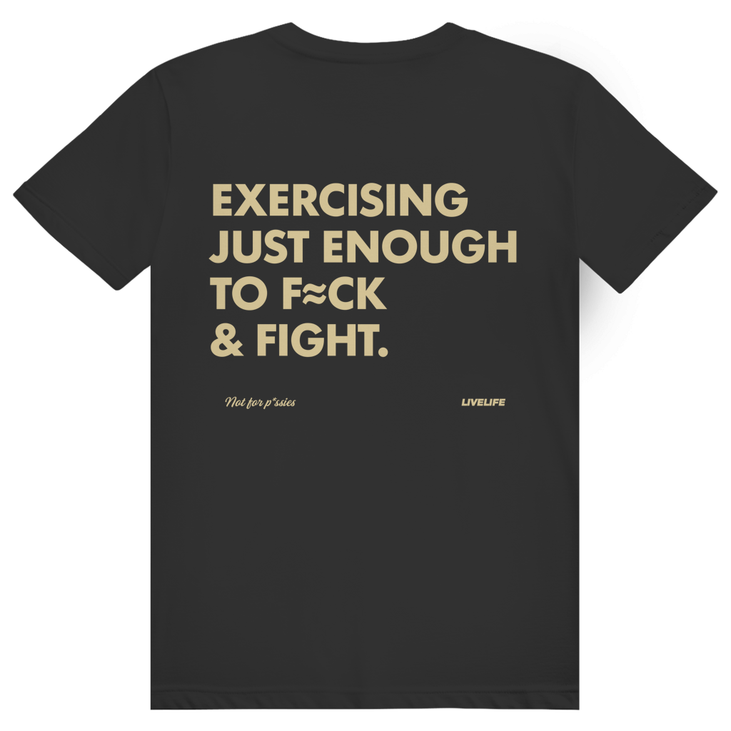 Exercising Just Enough - Freches Gym Statement - Premium Bio Unisex (Rückendruck) T-Shirt