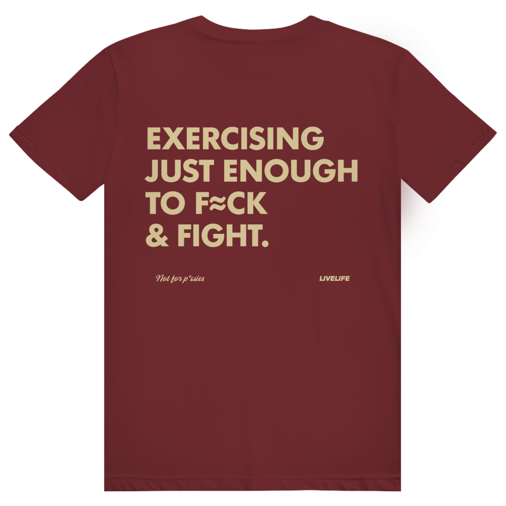 Exercising Just Enough - Freches Gym Statement - Premium Bio Unisex (Rückendruck) T-Shirt