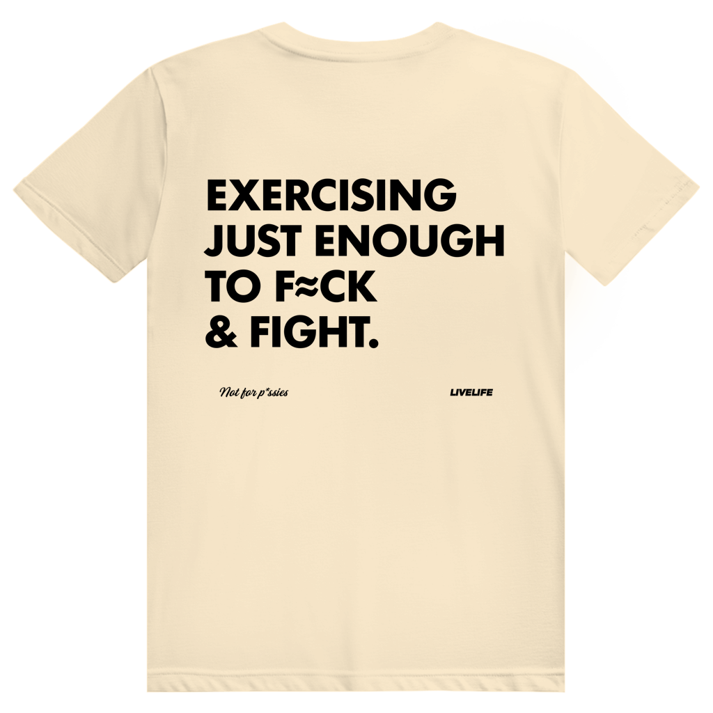 Exercising Just Enough - Freches Gym Statement - Premium Bio Unisex (Rückendruck) T-Shirt