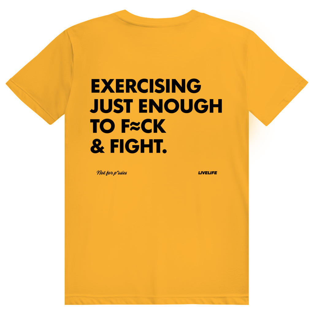 Exercising Just Enough - Freches Gym Statement - Premium Bio Unisex (Rückendruck) T-Shirt