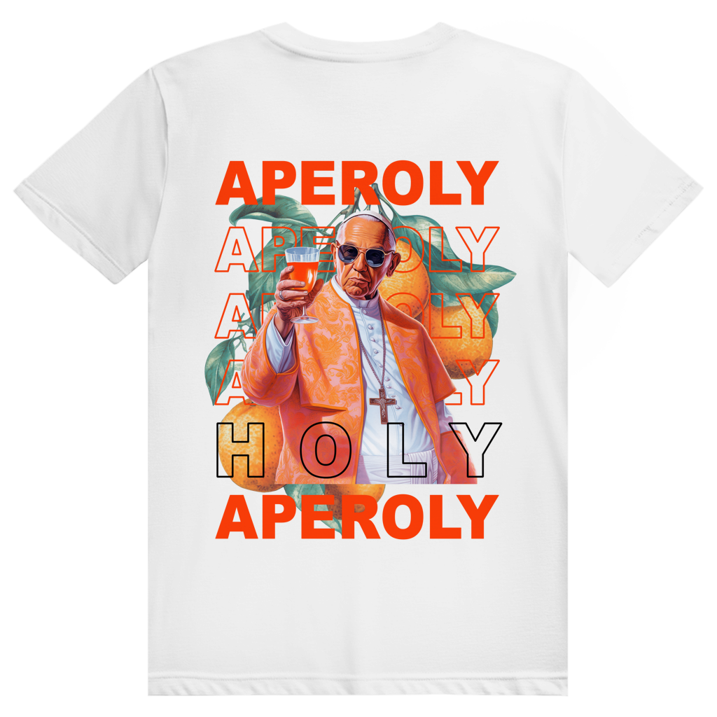 Holy Aperoly - Aperol Spritz Papst Meme - Premium Bio Unisex (Rückendruck) T-Shirt