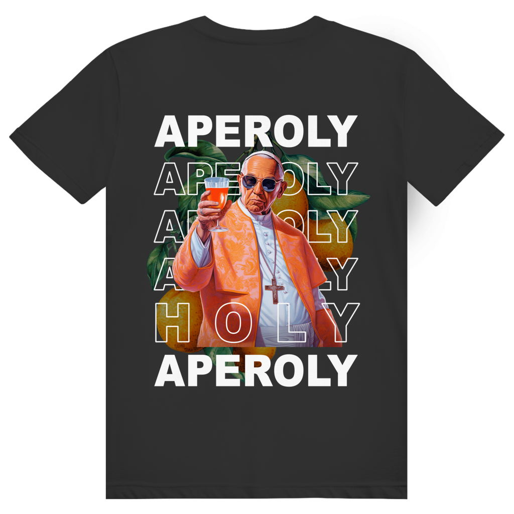 Holy Aperoly - Aperol Spritz Papst Meme - Premium Bio Unisex (Rückendruck) T-Shirt