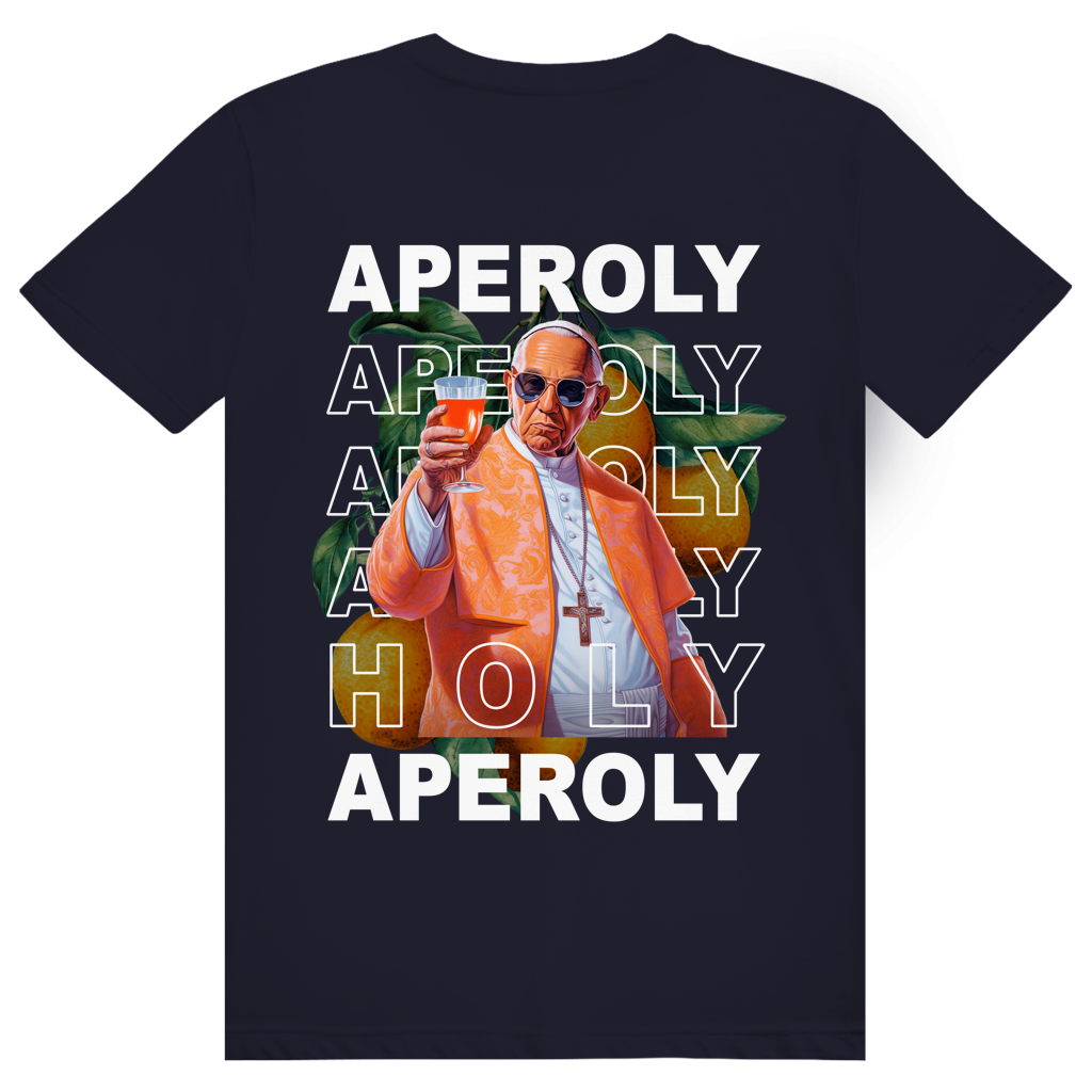 Holy Aperoly - Aperol Spritz Papst Meme - Premium Bio Unisex (Rückendruck) T-Shirt