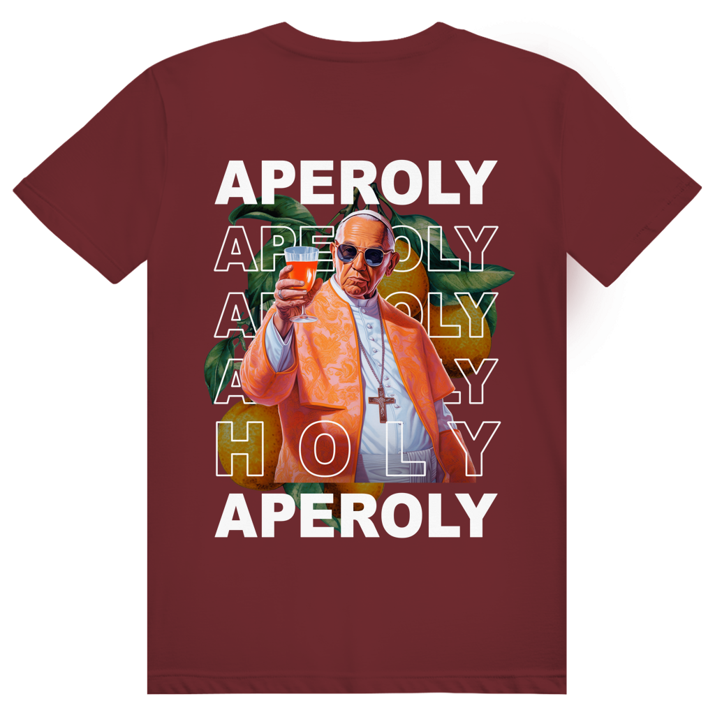 Holy Aperoly - Aperol Spritz Papst Meme - Premium Bio Unisex (Rückendruck) T-Shirt
