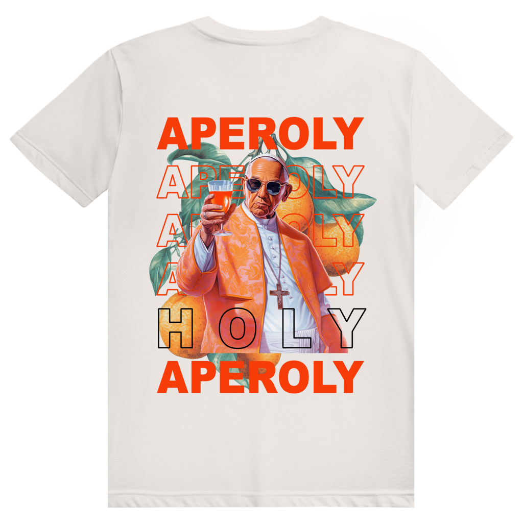 Holy Aperoly - Aperol Spritz Papst Meme - Premium Bio Unisex (Rückendruck) T-Shirt