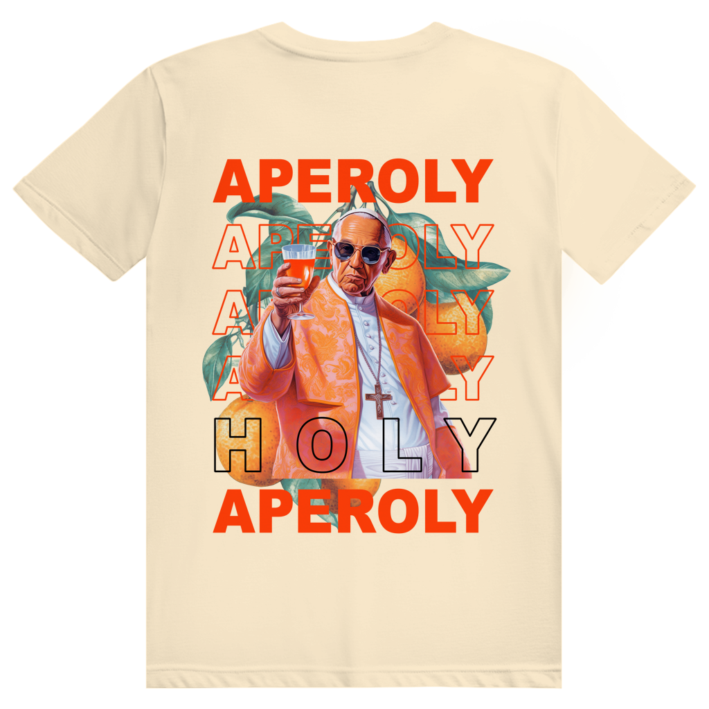 Holy Aperoly - Aperol Spritz Papst Meme - Premium Bio Unisex (Rückendruck) T-Shirt