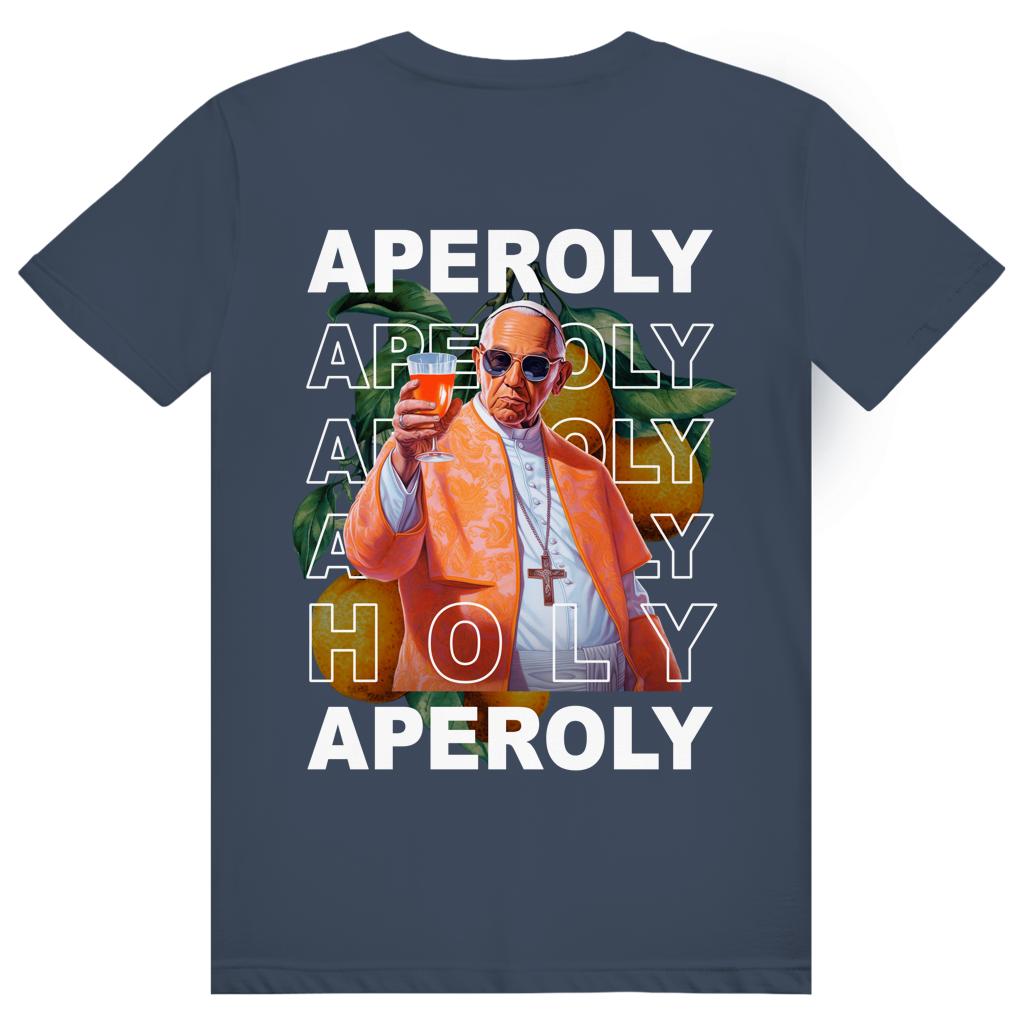 Holy Aperoly - Aperol Spritz Papst Meme - Premium Bio Unisex (Rückendruck) T-Shirt