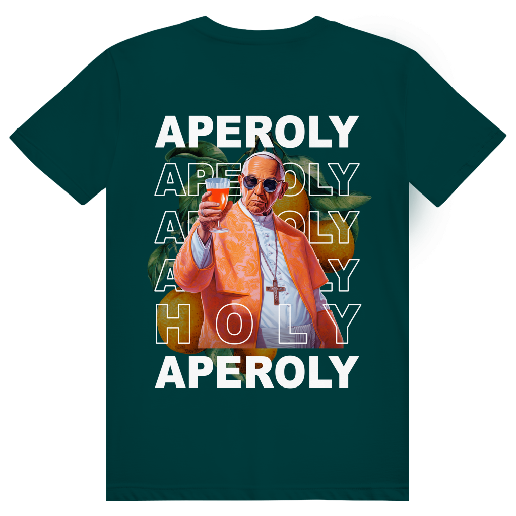 Holy Aperoly - Aperol Spritz Papst Meme - Premium Bio Unisex (Rückendruck) T-Shirt