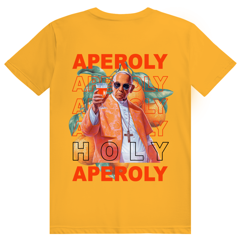 Holy Aperoly - Aperol Spritz Papst Meme - Premium Bio Unisex (Rückendruck) T-Shirt