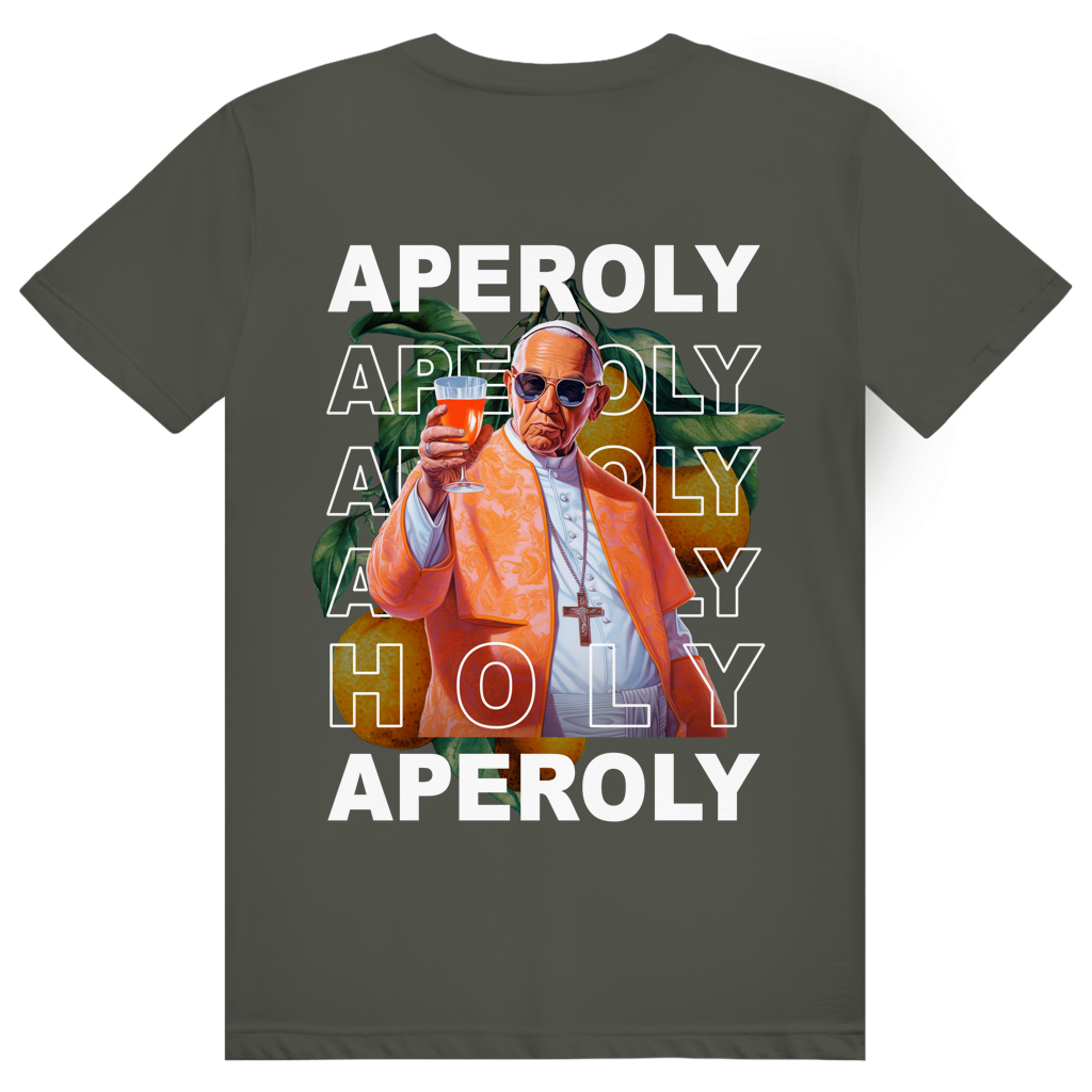 Holy Aperoly - Aperol Spritz Papst Meme - Premium Bio Unisex (Rückendruck) T-Shirt