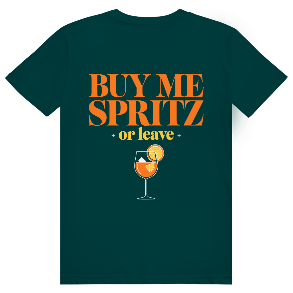 Buy Me Spritz Or Leave - Aperol Spritz Streetwear Print - Premium Bio Unisex (Rückendruck) T-Shirt