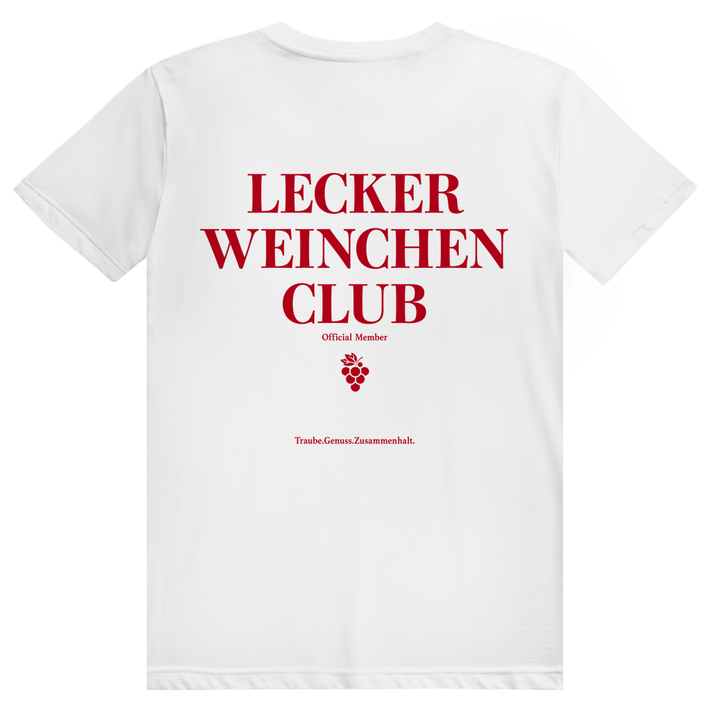 Lecker Weinchen Club Member - Lustige Weinliebhaber - Premium Bio Unisex (Rückendruck) T-Shirt