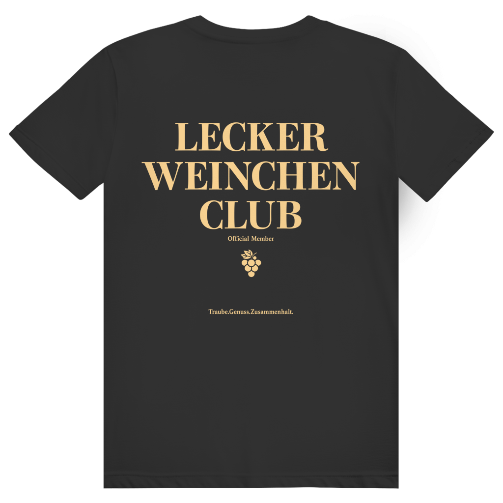 Lecker Weinchen Club Member - Lustige Weinliebhaber - Premium Bio Unisex (Rückendruck) T-Shirt