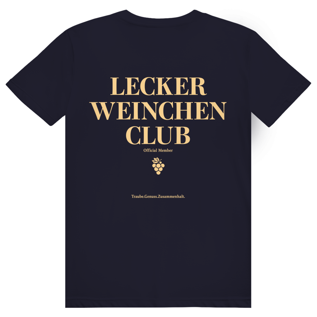 Lecker Weinchen Club Member - Lustige Weinliebhaber - Premium Bio Unisex (Rückendruck) T-Shirt