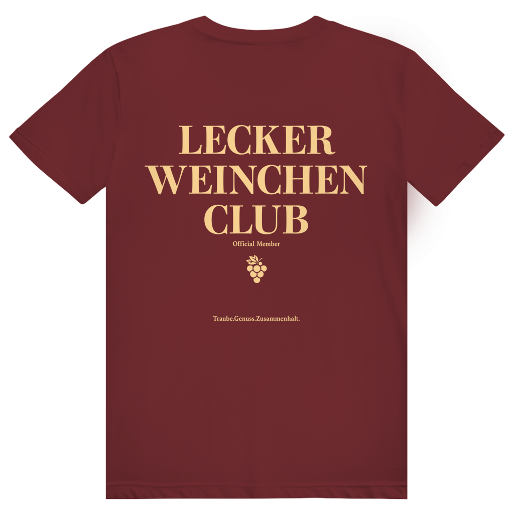 Lecker Weinchen Club Member - Lustige Weinliebhaber - Premium Bio Unisex (Rückendruck) T-Shirt