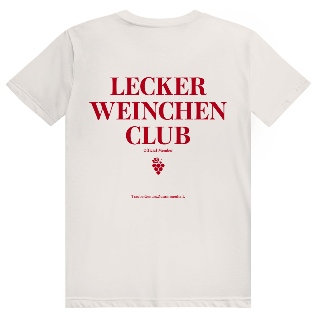 Lecker Weinchen Club Member - Lustige Weinliebhaber - Premium Bio Unisex (Rückendruck) T-Shirt