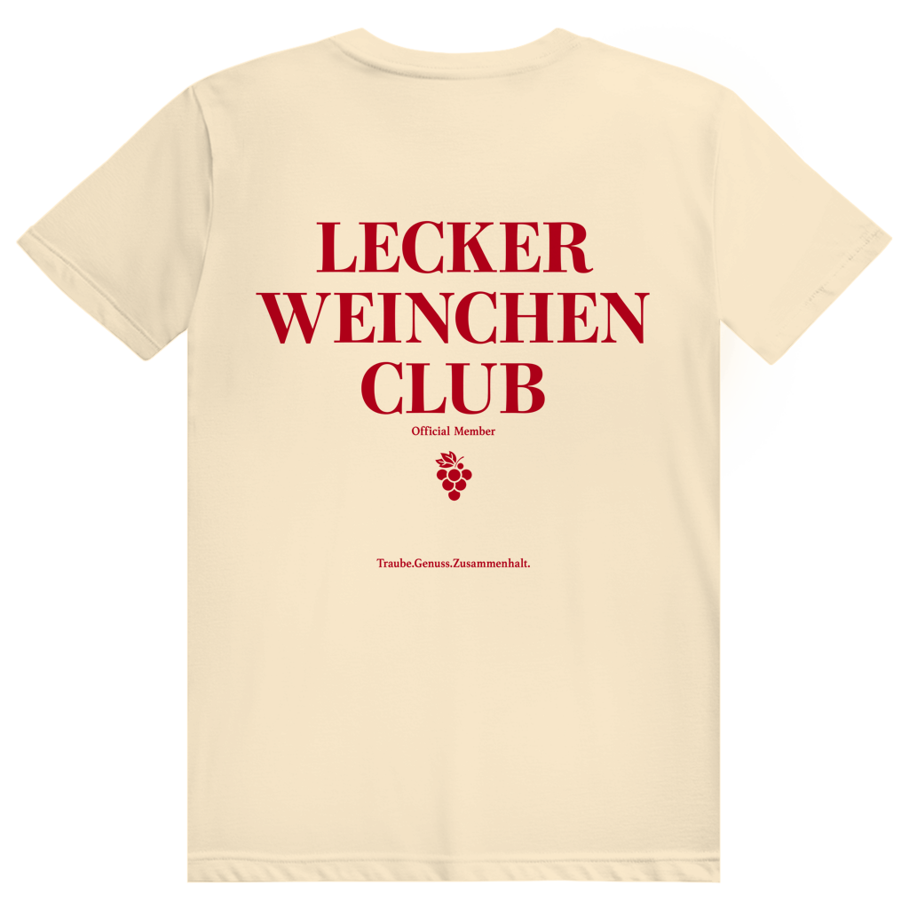 Lecker Weinchen Club Member - Lustige Weinliebhaber - Premium Bio Unisex (Rückendruck) T-Shirt