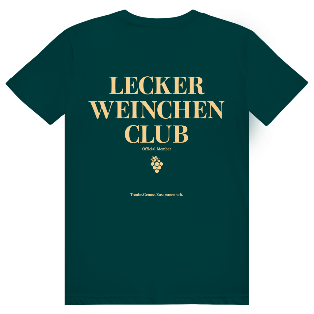 Lecker Weinchen Club Member - Lustige Weinliebhaber - Premium Bio Unisex (Rückendruck) T-Shirt