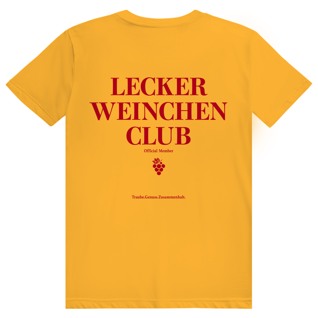 Lecker Weinchen Club Member - Lustige Weinliebhaber - Premium Bio Unisex (Rückendruck) T-Shirt