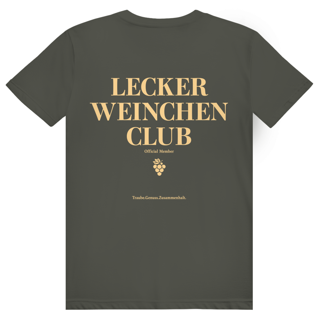 Lecker Weinchen Club Member - Lustige Weinliebhaber - Premium Bio Unisex (Rückendruck) T-Shirt