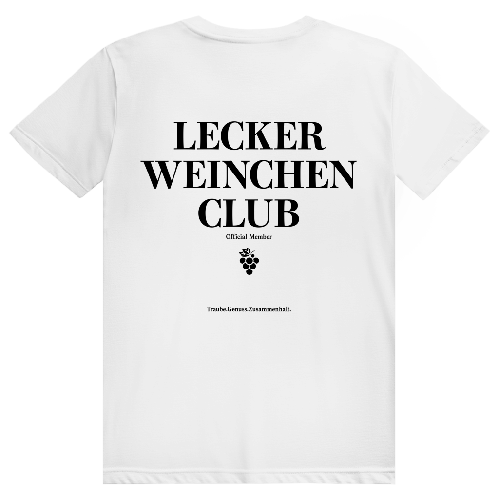 Lecker Weinchen Club Member - Lustige Weinliebhaber - Premium Bio Unisex (Rückendruck) T-Shirt