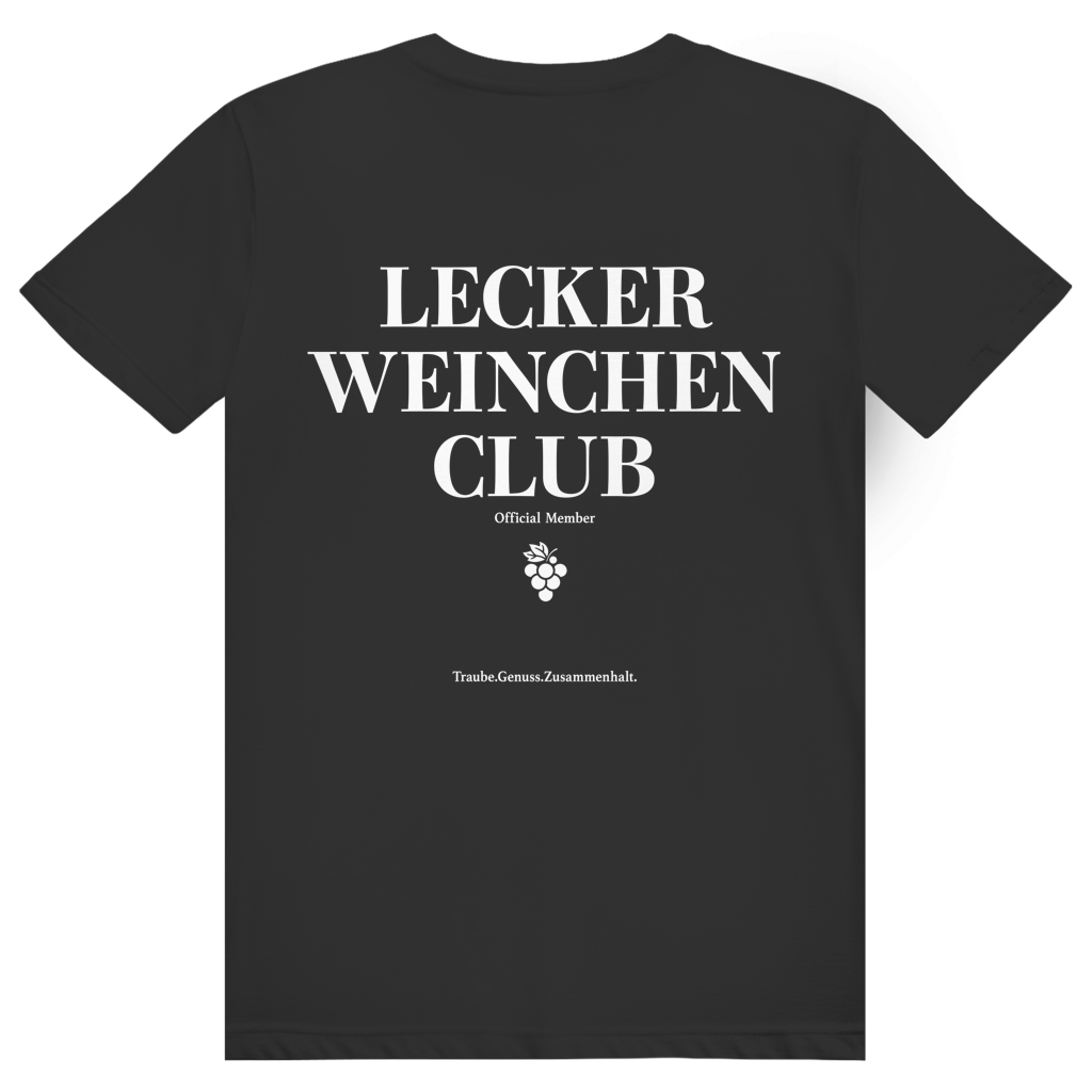 Lecker Weinchen Club Member - Lustige Weinliebhaber - Premium Bio Unisex (Rückendruck) T-Shirt