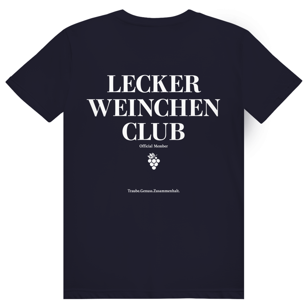 Lecker Weinchen Club Member - Lustige Weinliebhaber - Premium Bio Unisex (Rückendruck) T-Shirt