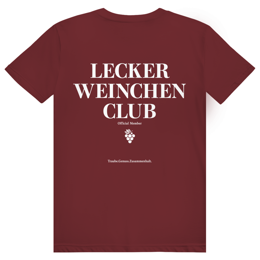 Lecker Weinchen Club Member - Lustige Weinliebhaber - Premium Bio Unisex (Rückendruck) T-Shirt