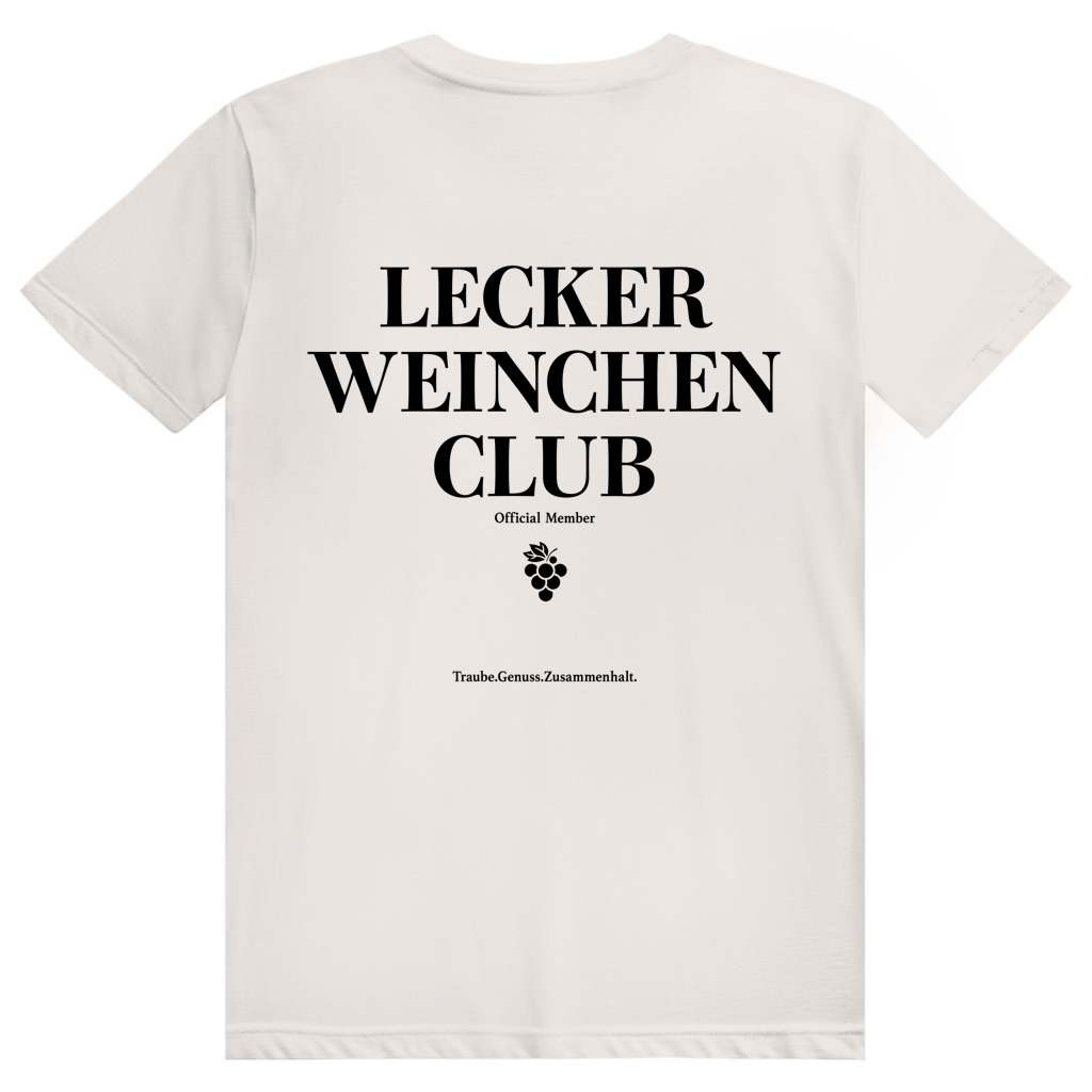 Lecker Weinchen Club Member - Lustige Weinliebhaber - Premium Bio Unisex (Rückendruck) T-Shirt