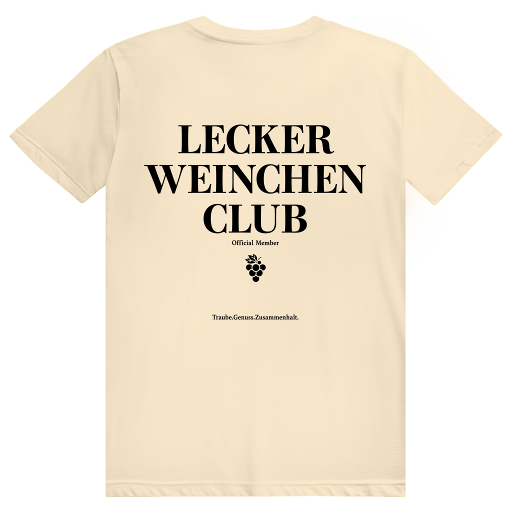 Lecker Weinchen Club Member - Lustige Weinliebhaber - Premium Bio Unisex (Rückendruck) T-Shirt