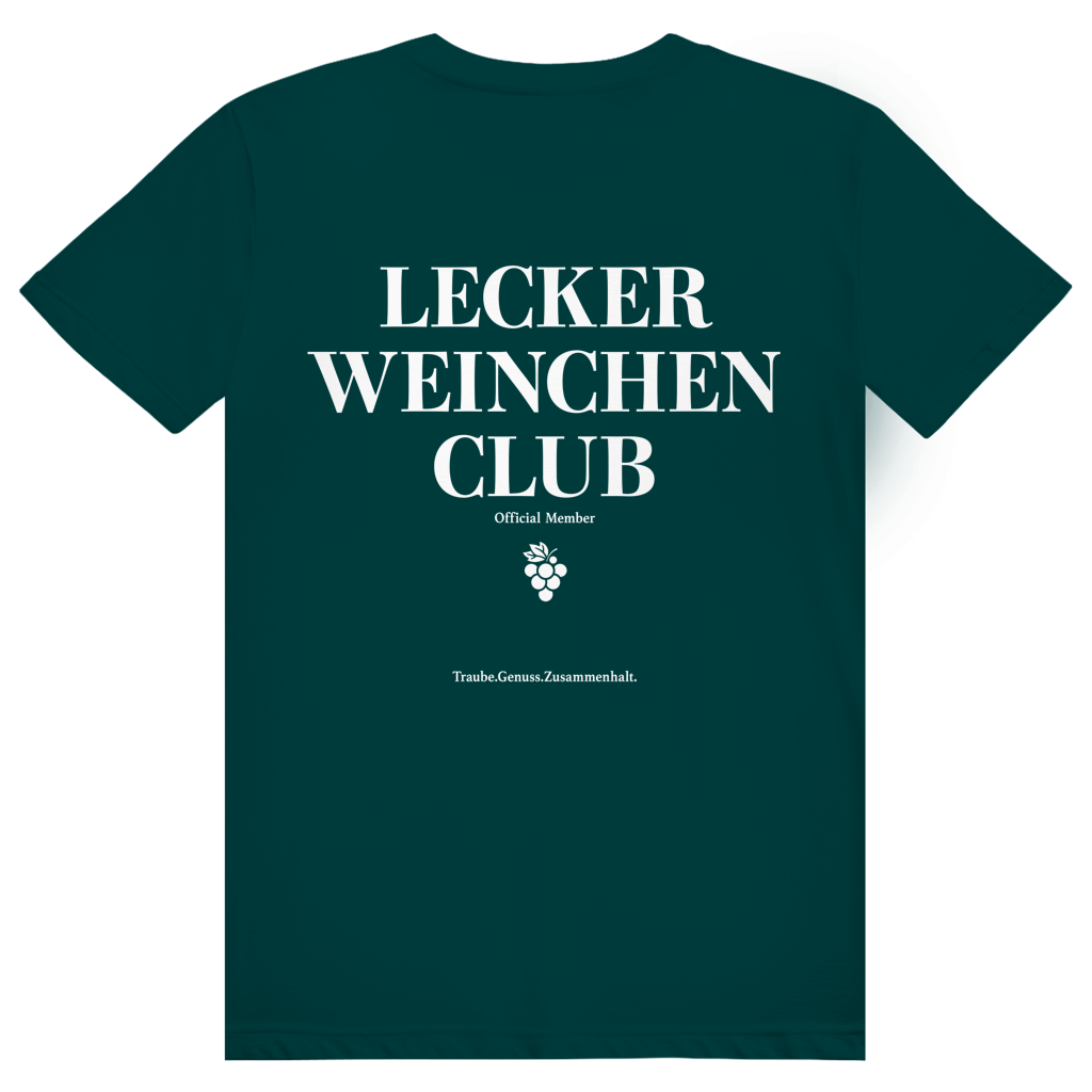 Lecker Weinchen Club Member - Lustige Weinliebhaber - Premium Bio Unisex (Rückendruck) T-Shirt