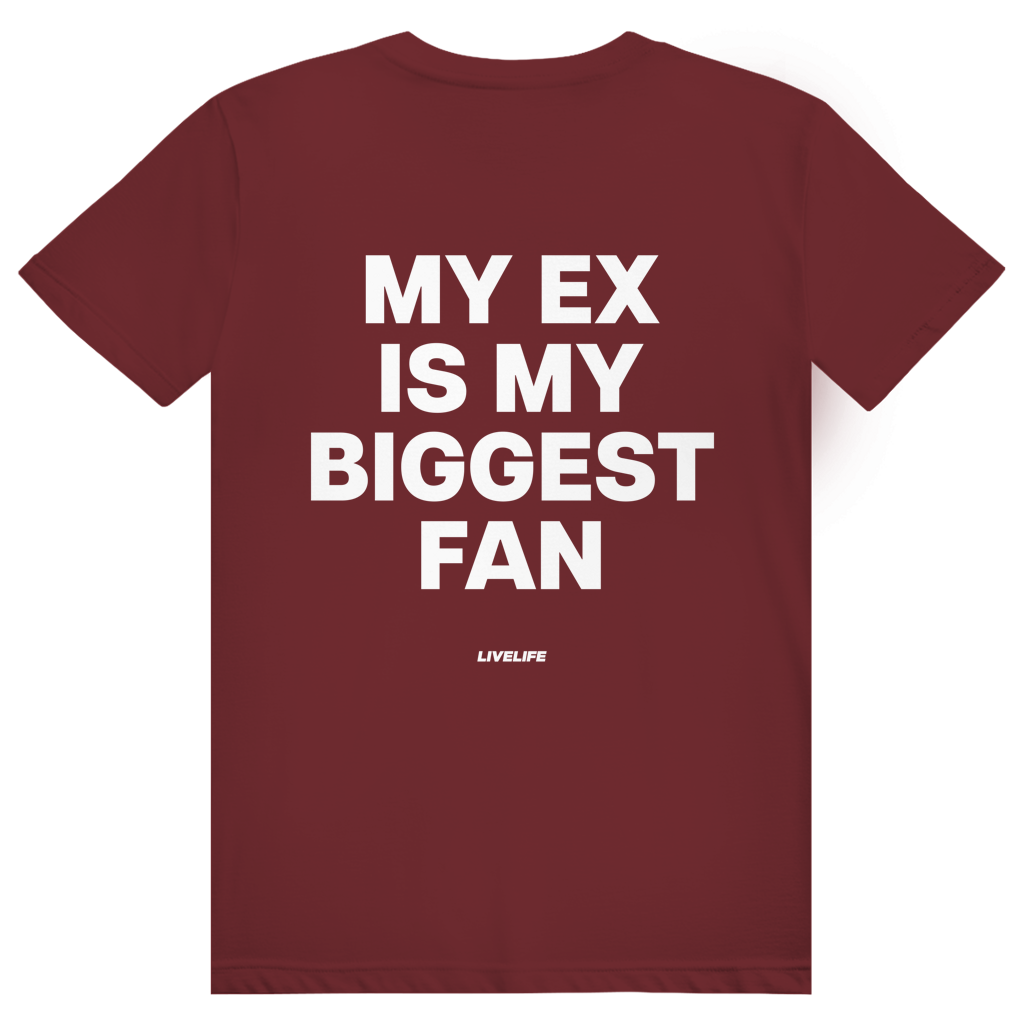 My Ex Is My Biggest Fan - Freches Love Statement - Premium Bio Unisex (Rückendruck) T-Shirt
