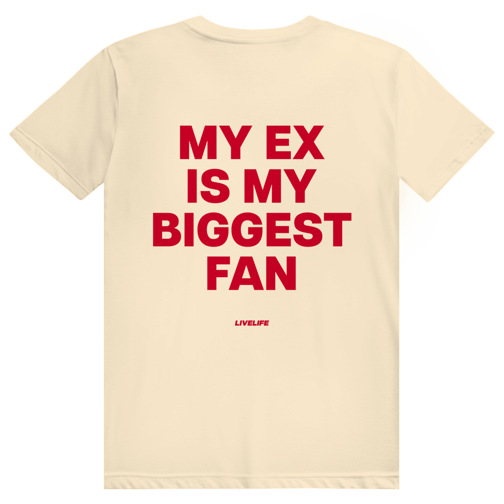 My Ex Is My Biggest Fan - Freches Love Statement - Premium Bio Unisex (Rückendruck) T-Shirt