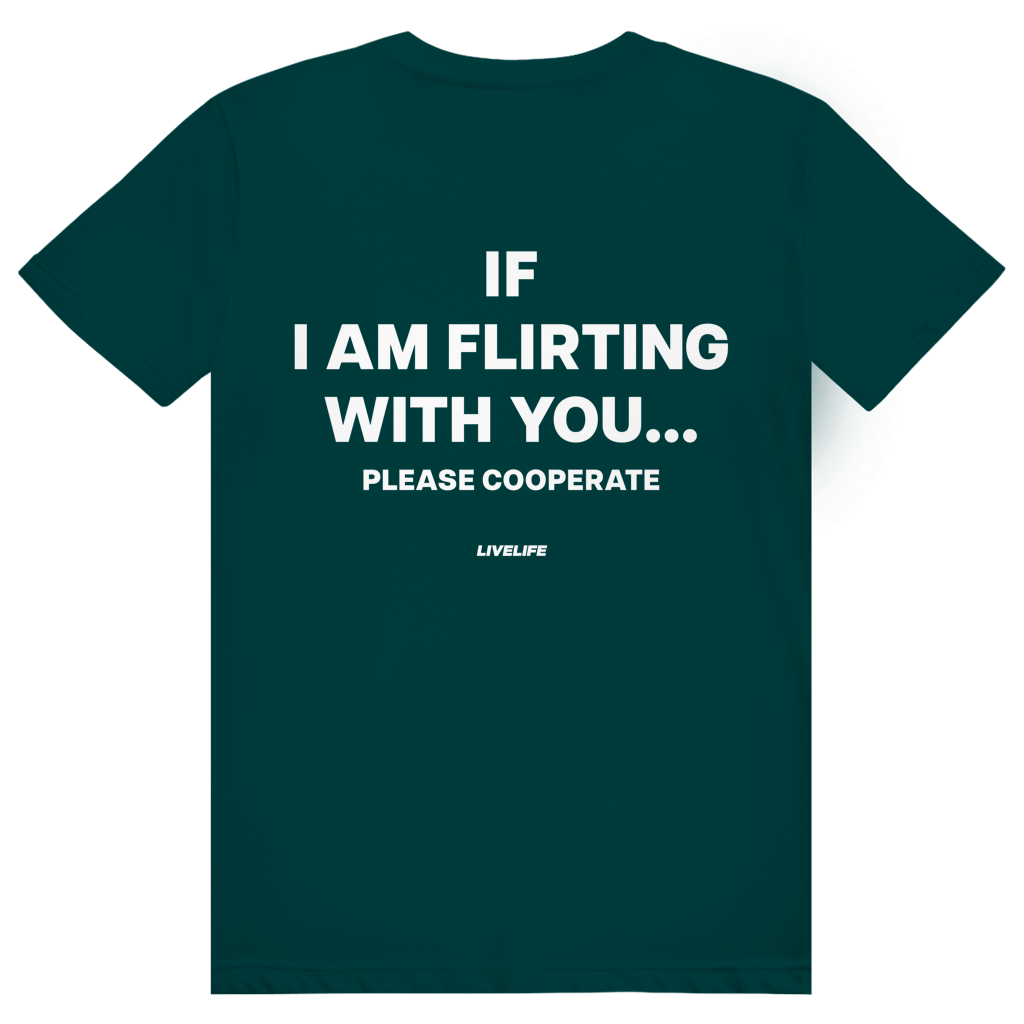 If I Am Flirting With You Please Cooperate - Lustiges Flirt Statement - Premium Bio Unisex (Rückendruck) T-Shirt