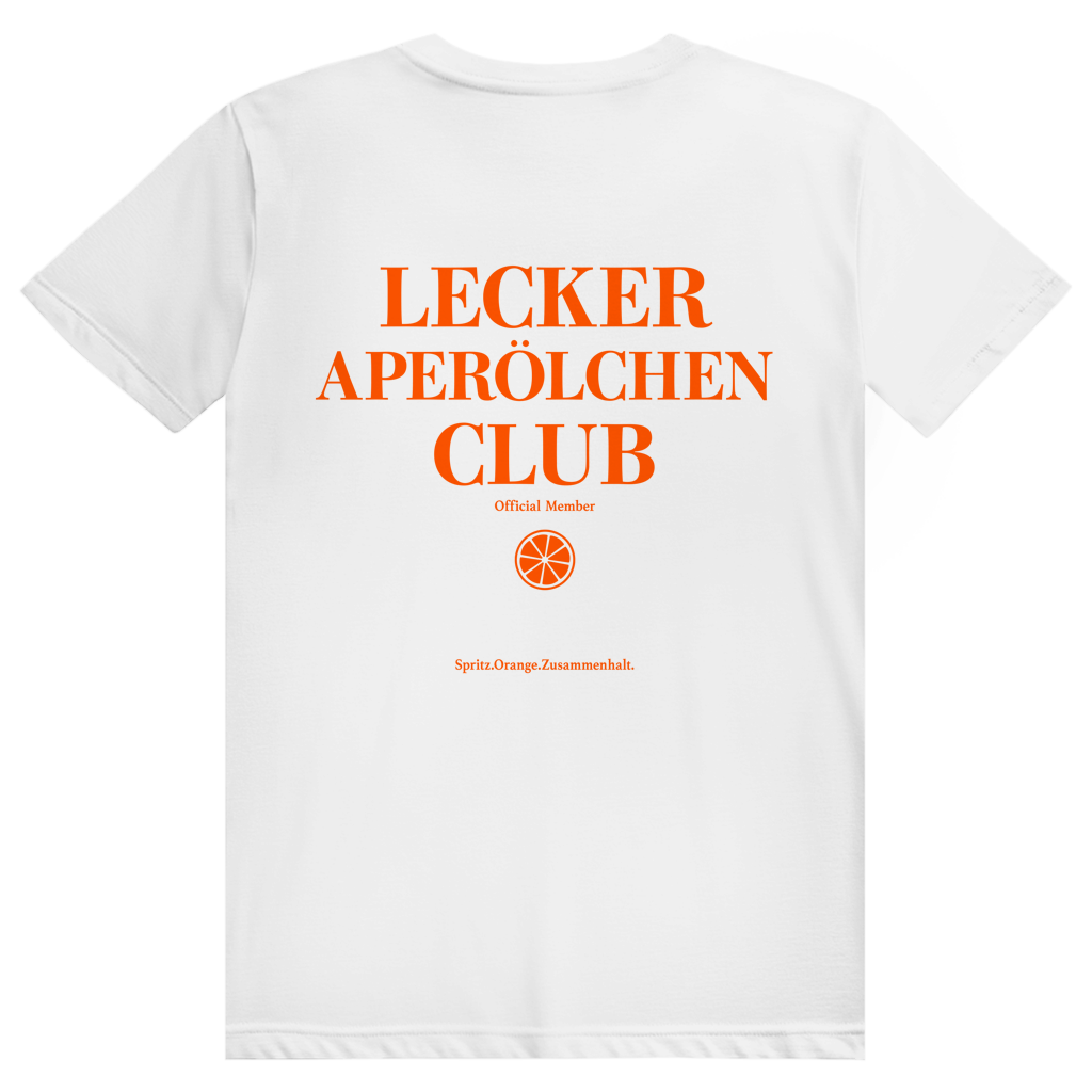 Lecker Aperölchen Club - Aperol Spritz Verein - Premium Bio Unisex (Rückendruck) T-Shirt