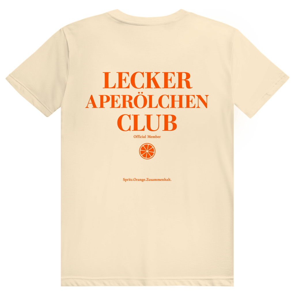 Lecker Aperölchen Club - Aperol Spritz Verein - Premium Bio Unisex (Rückendruck) T-Shirt