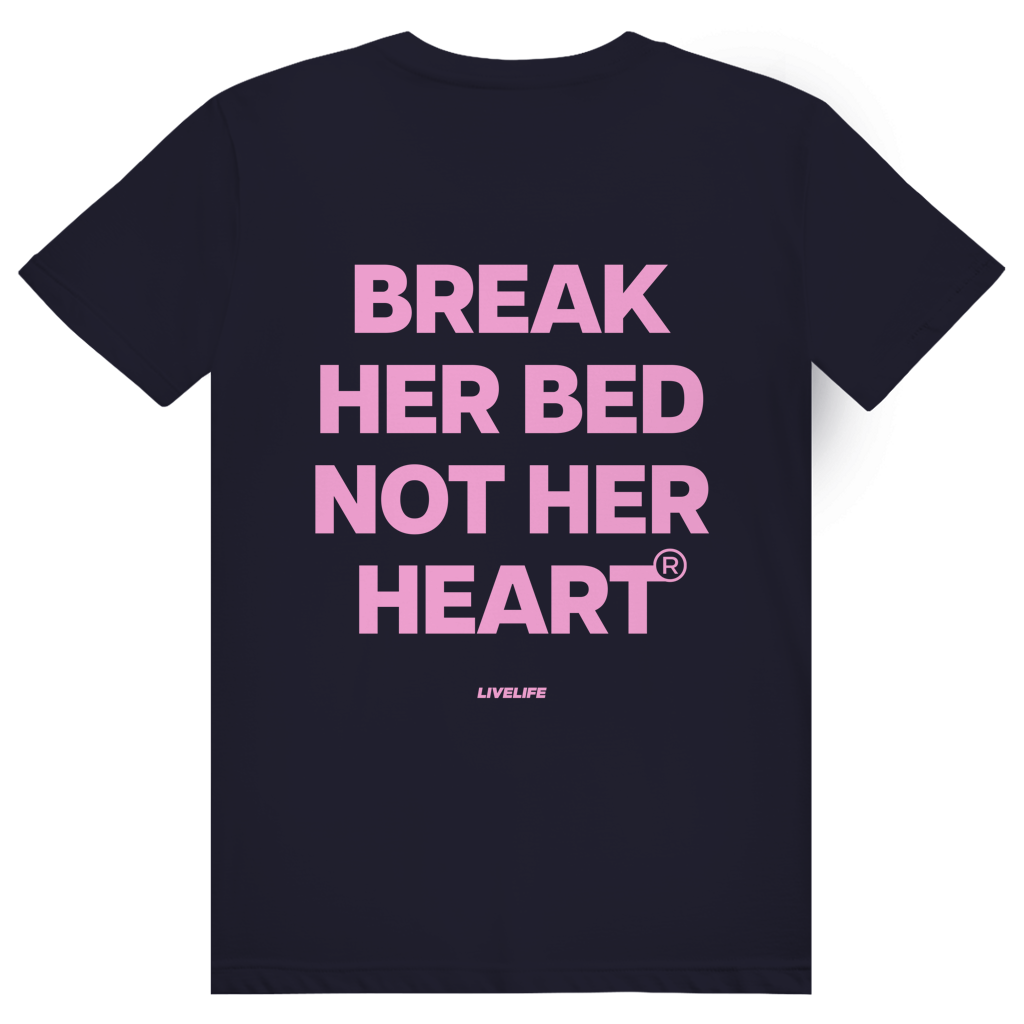 Break Her Bed Not Her Heart - Freches Sex Statement - Premium Bio Unisex (Rückendruck) T-Shirt