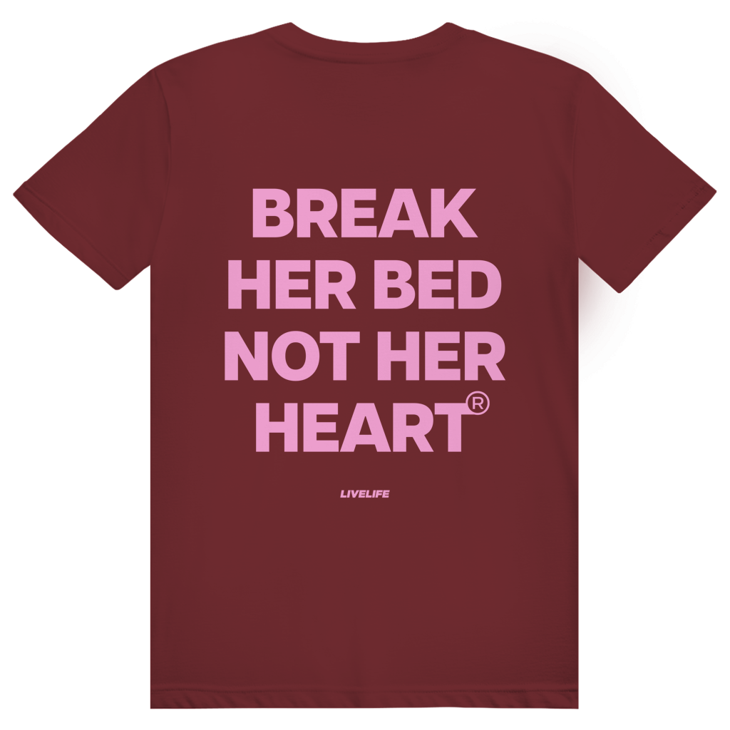 Break Her Bed Not Her Heart - Freches Sex Statement - Premium Bio Unisex (Rückendruck) T-Shirt