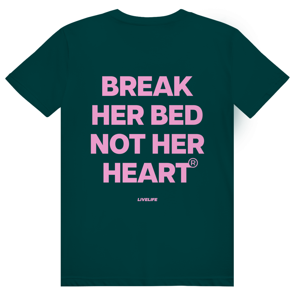 Break Her Bed Not Her Heart - Freches Sex Statement - Premium Bio Unisex (Rückendruck) T-Shirt