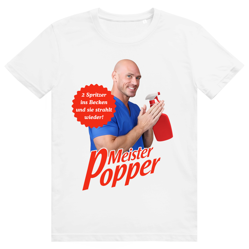 Meister Popper - Freche Brand Parodie Statement - Premium Bio Unisex T-Shirt