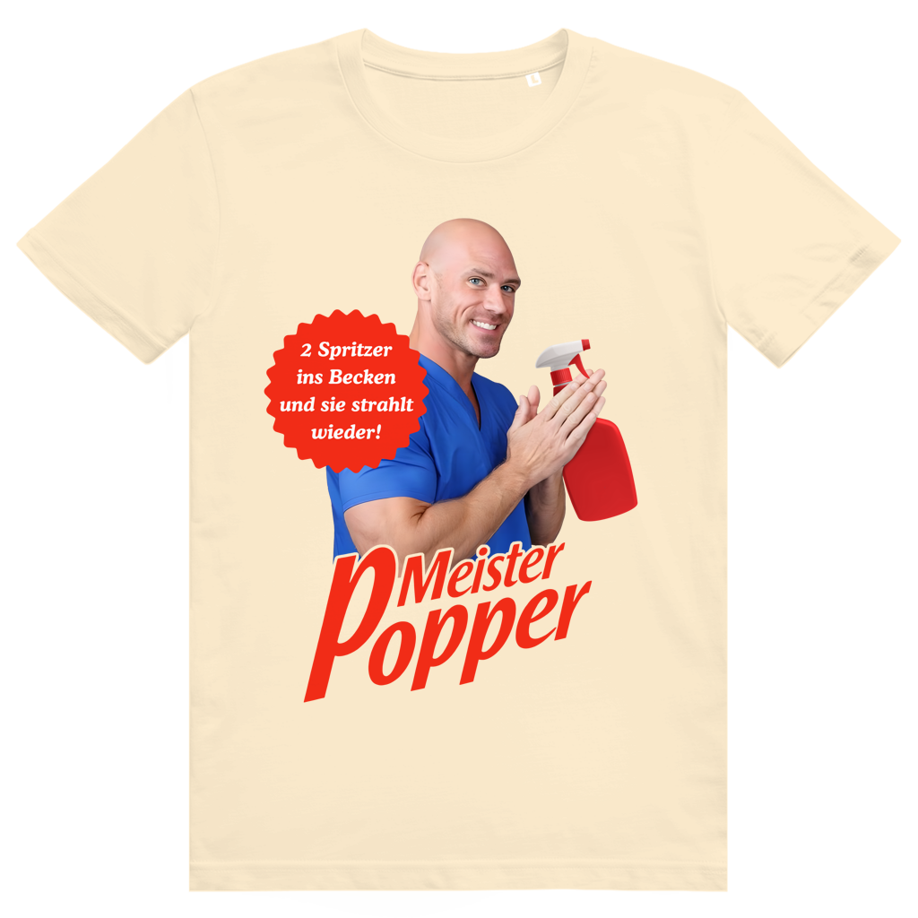 Meister Popper - Freche Brand Parodie Statement - Premium Bio Unisex T-Shirt