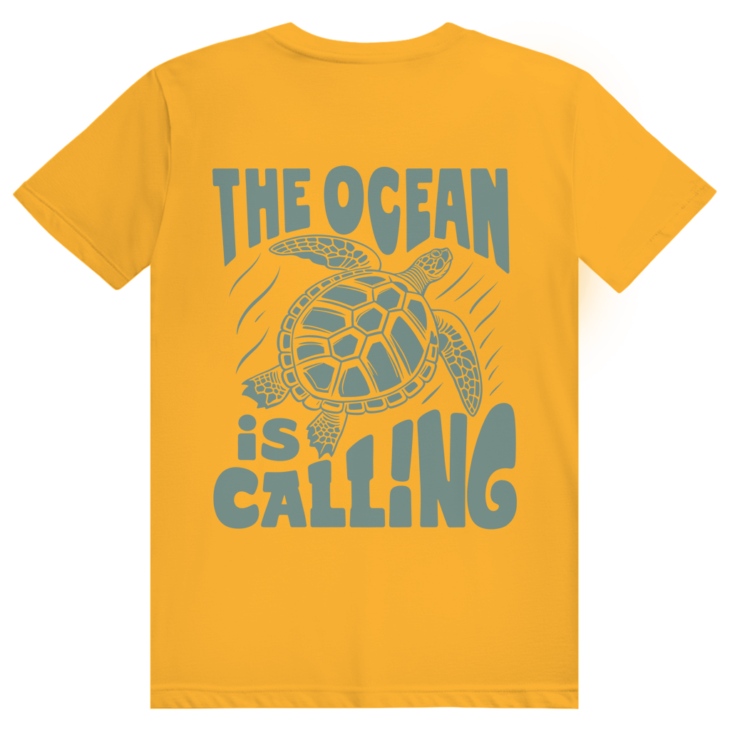 The Ocean Is Calling - Ästhetisches Schildkröten Statement - Premium Bio Unisex (Rückendruck) T-Shirt