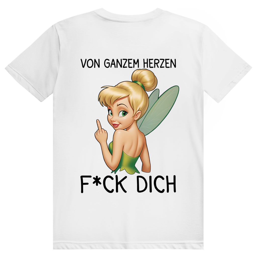 Vom ganzen Herzen F*CK DICH. Katastrofee - Freche Feen Parodie Statement - Premium Bio Unisex (Rückendruck) T-Shirt