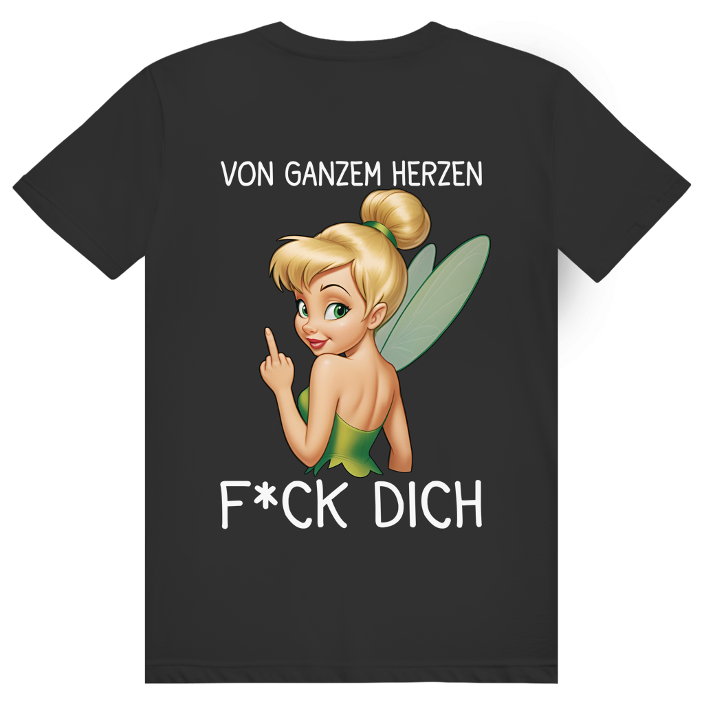 Vom ganzen Herzen F*CK DICH. Katastrofee - Freche Feen Parodie Statement - Premium Bio Unisex (Rückendruck) T-Shirt