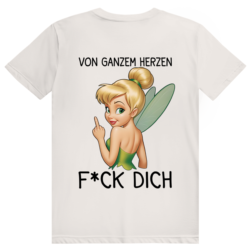Vom ganzen Herzen F*CK DICH. Katastrofee - Freche Feen Parodie Statement - Premium Bio Unisex (Rückendruck) T-Shirt