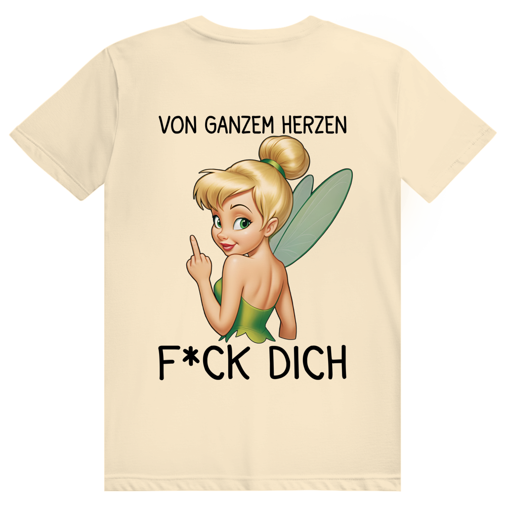 Vom ganzen Herzen F*CK DICH. Katastrofee - Freche Feen Parodie Statement - Premium Bio Unisex (Rückendruck) T-Shirt