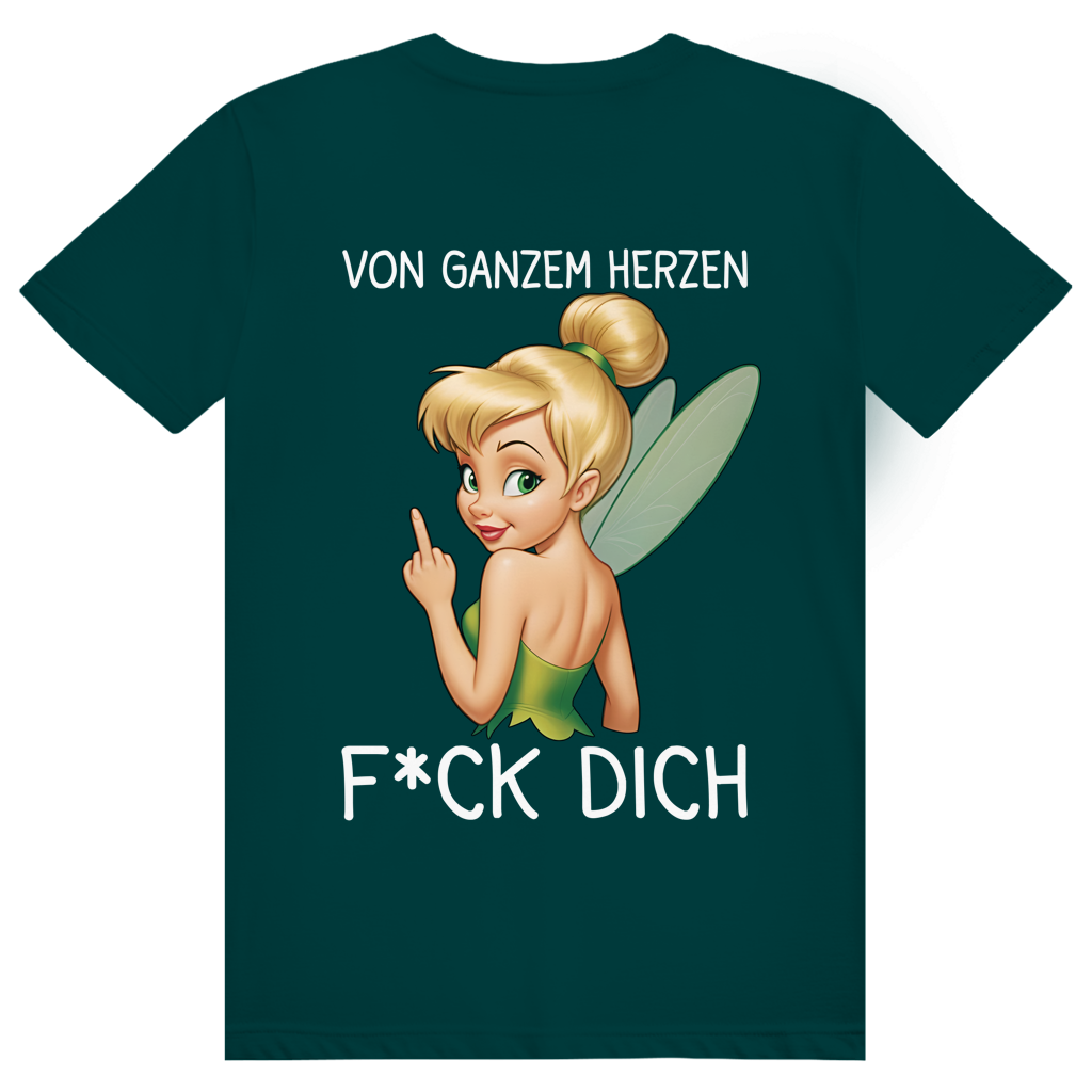 Vom ganzen Herzen F*CK DICH. Katastrofee - Freche Feen Parodie Statement - Premium Bio Unisex (Rückendruck) T-Shirt