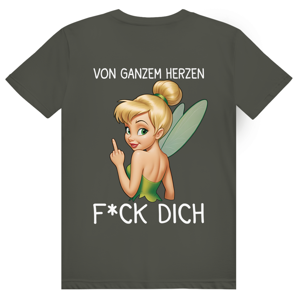 Vom ganzen Herzen F*CK DICH. Katastrofee - Freche Feen Parodie Statement - Premium Bio Unisex (Rückendruck) T-Shirt