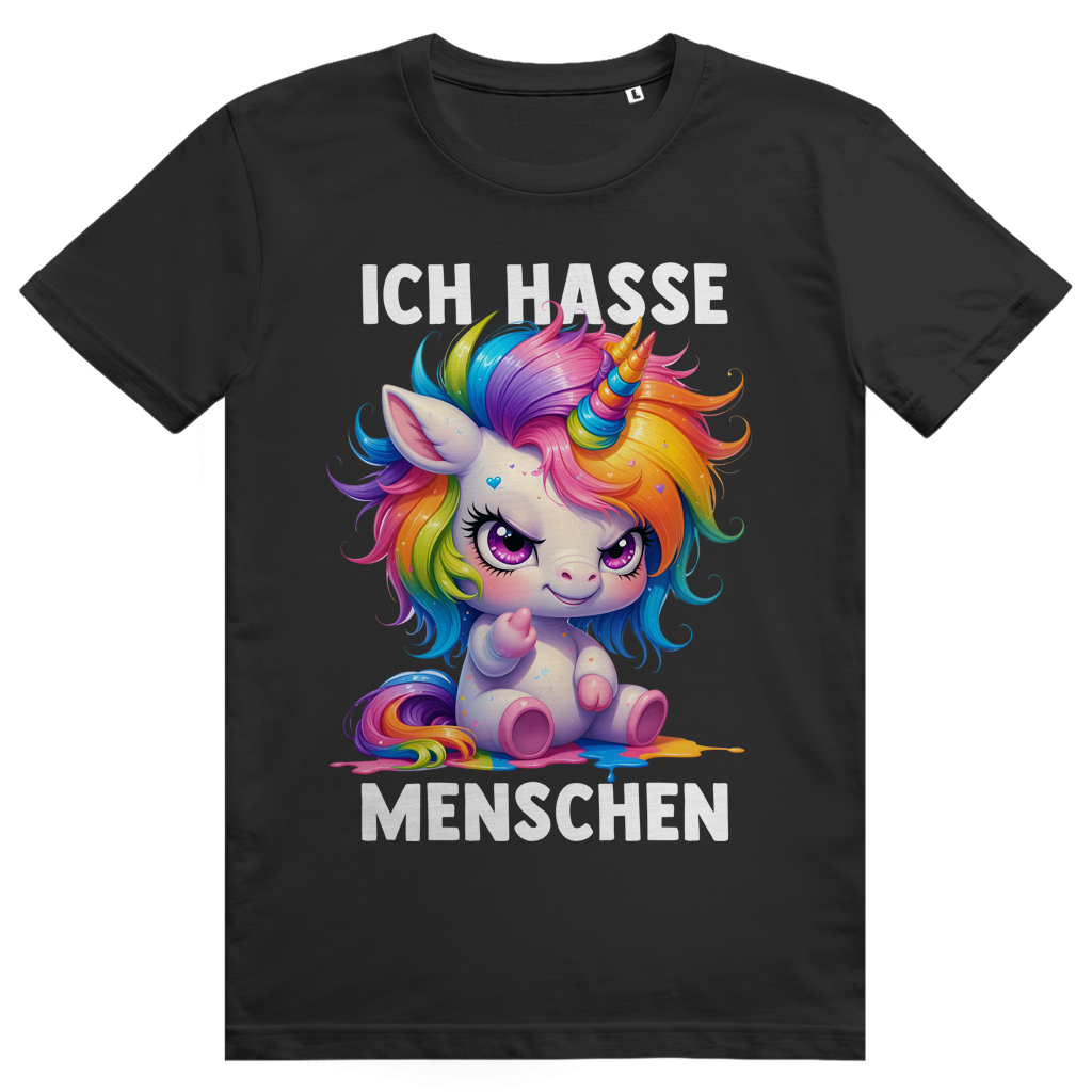 Ich Hasse Menschen - Süßes freches Einhorn Statement - Premium Bio Unisex T-Shirt